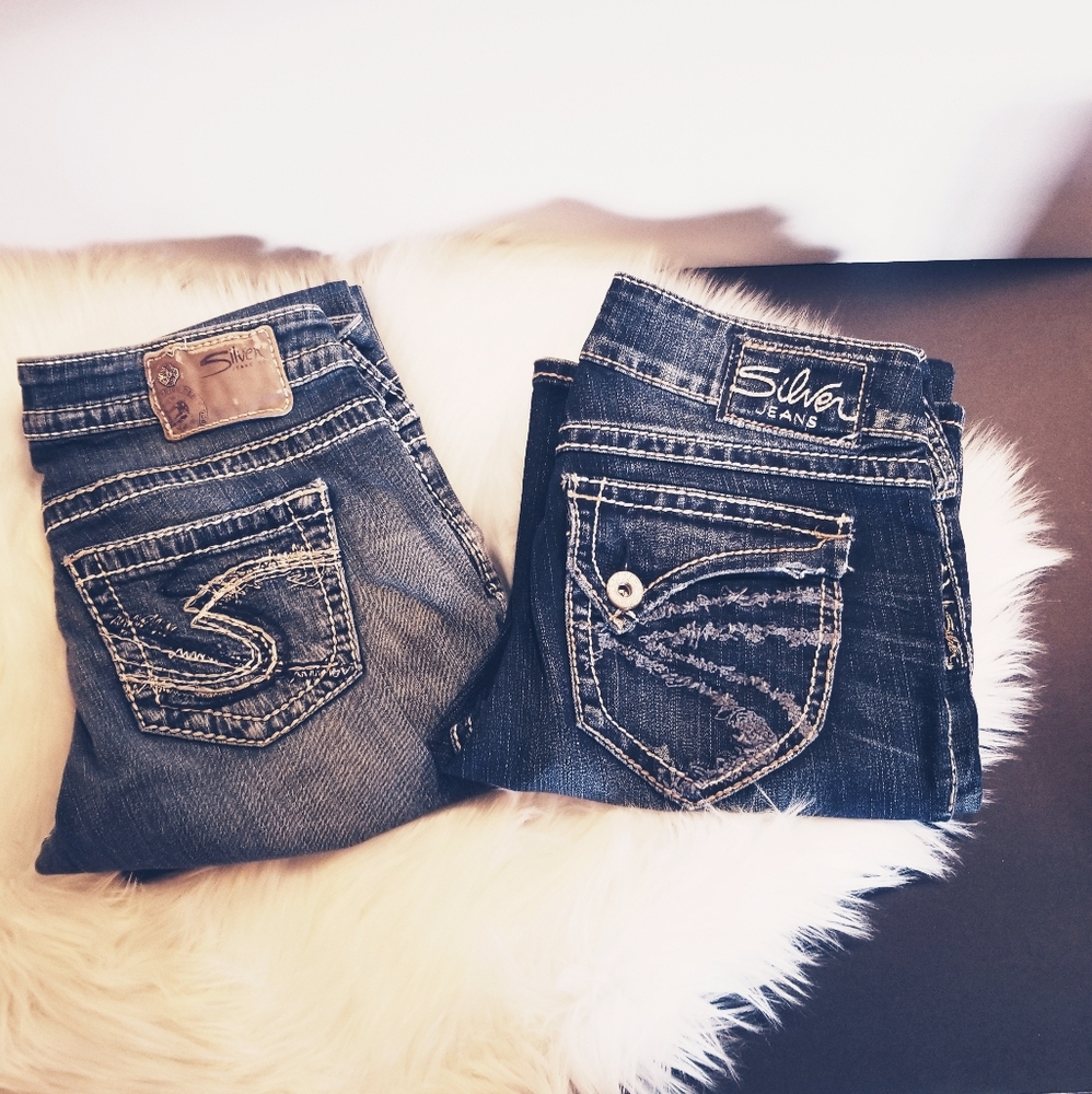 2 pair Silver jean/capri 26
